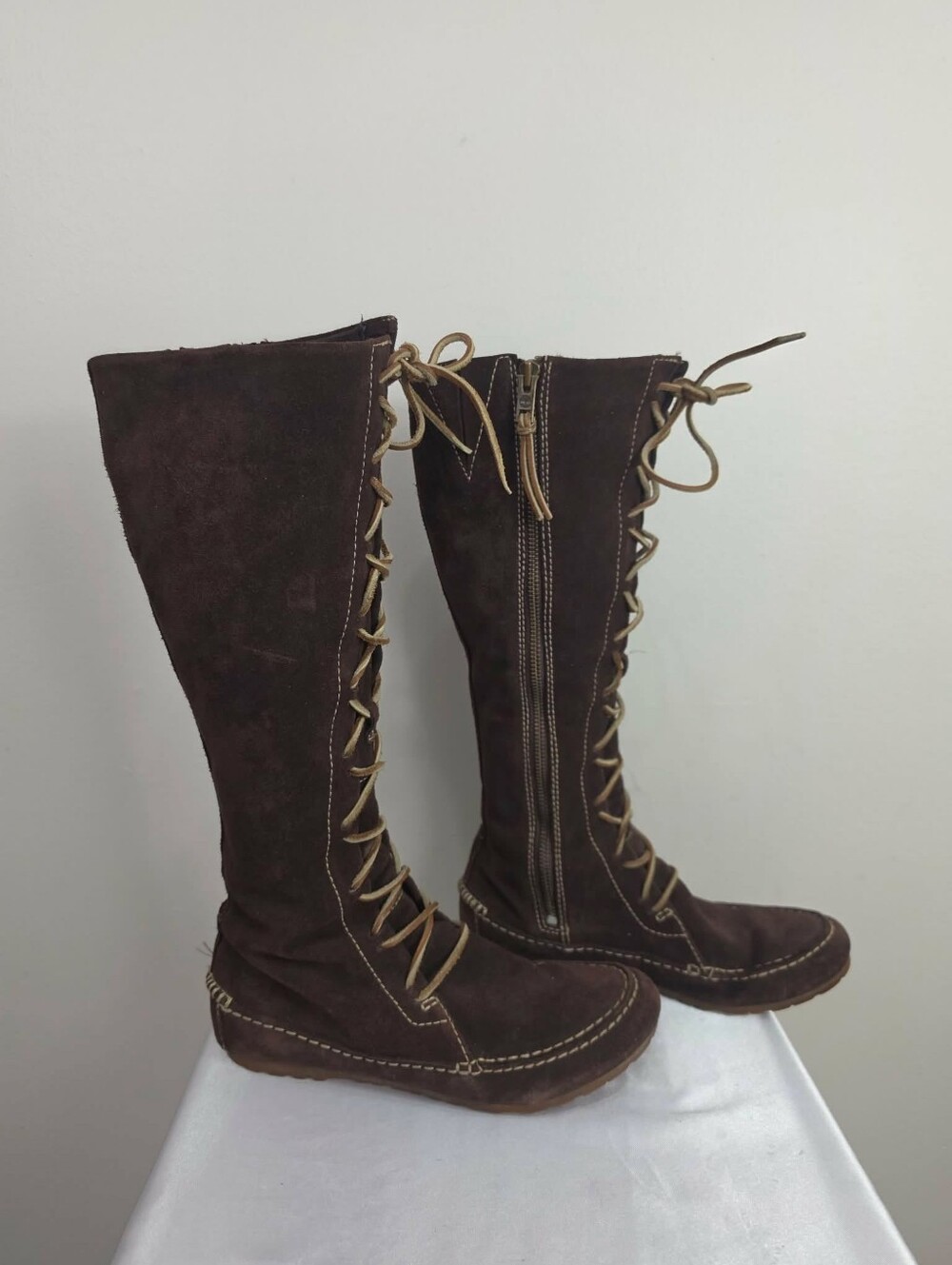 Timberland Dark Brown Suede Lace-Up Knee Boots